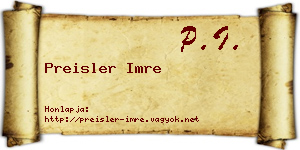 Preisler Imre névjegykártya